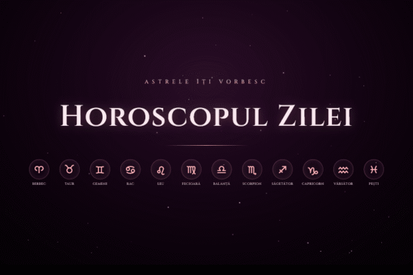Banner Horoscopul Zilei cu simboluri zodiacale